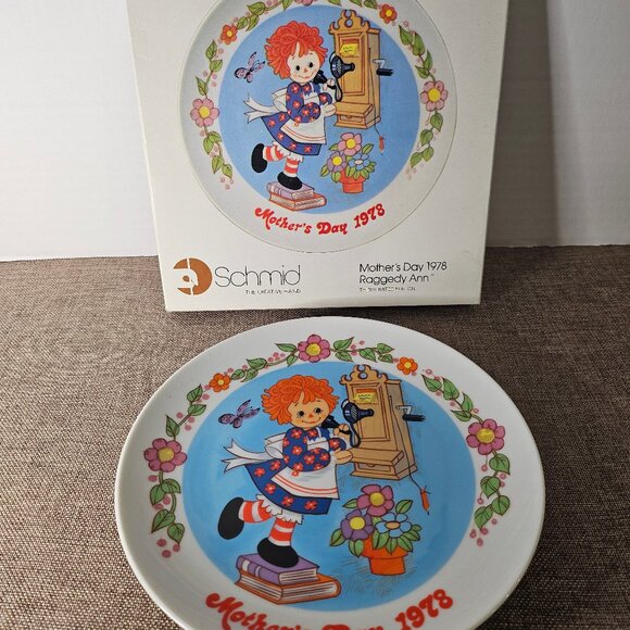 Raggedy Ann 1978 Mother's Day Collector Plate In Box Schmid 3rd Edition - Picture 3 of 11